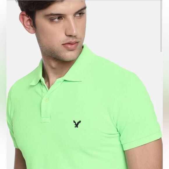 AMERICAN EAGLE OUTFITTERS Men Green Polo Collar
Pure Cotton T-shirt size XL - Picture 2 of 7
